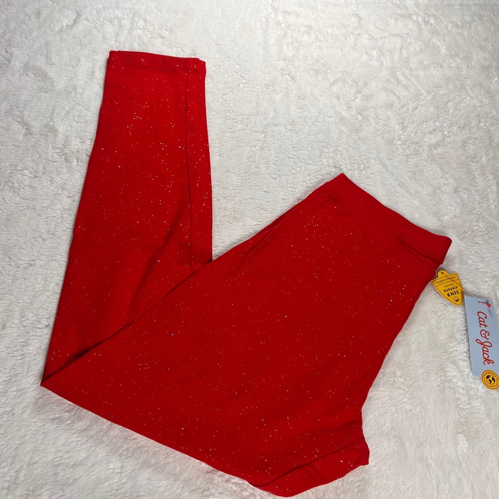Cat Jack Toddler‎ Girls Red Sparkle Leggings Pants Size 18 XXL NWT